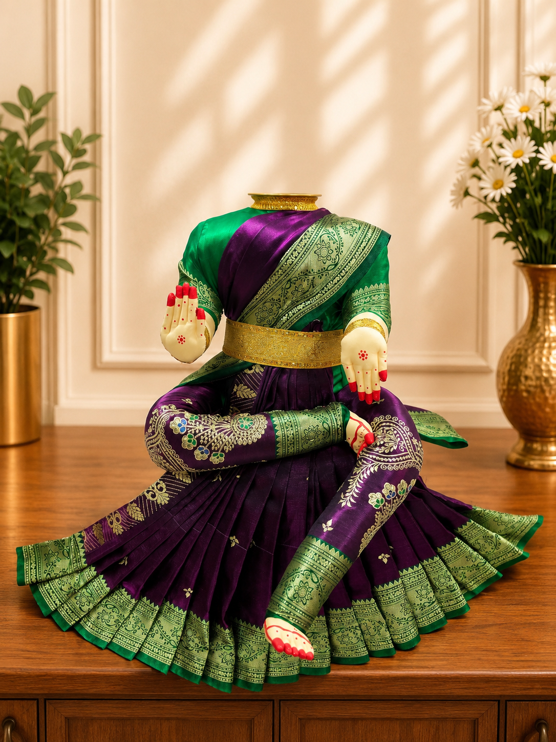 High Pleats sitting Amman Doll