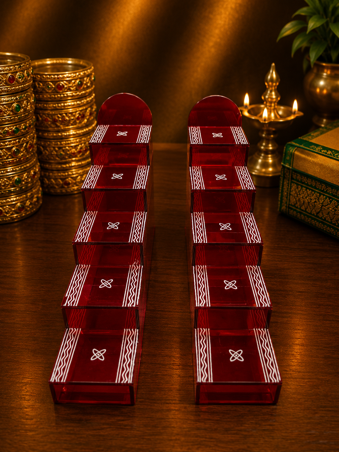 Red plastic 5 steps